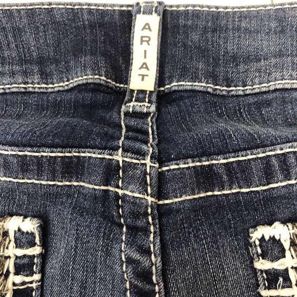 Ariat REAL Jeans Womens 33R Blue Mid Rise Entwined Boot Cut Marine 10017510 West - Picture 4 of 13